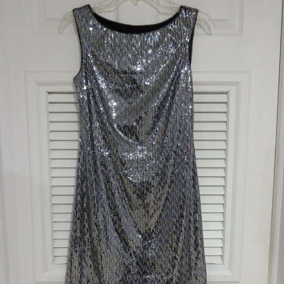 WHBM All Over Sequin Mini‎ Dress Silver Gray Party Cocktail Stretch Size XXS - Picture 1 of 7